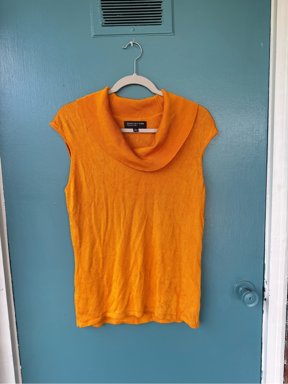 Jones New York Collection Sleeveless Cowl Neck Sweater Top Large Marigold